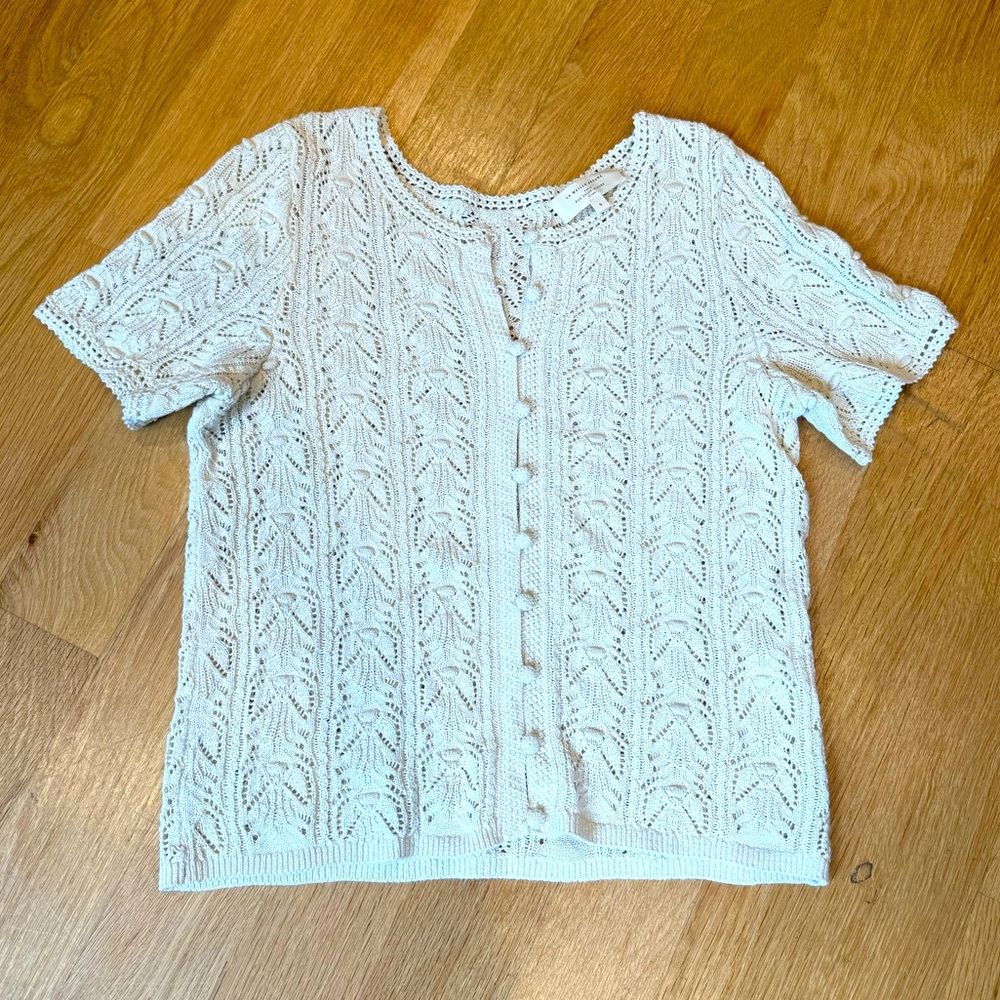 Sézane Ecru Knit Women's Top, With Button Details